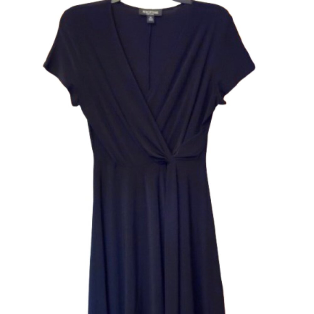 Perceptions New York Black Wrap Look Dress Size 16